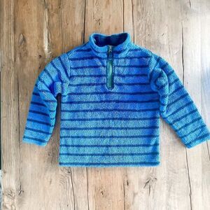 Hanna Andersson Striped Sherpa Pullover, Size 8